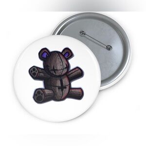 NEW Original Art - Stitches - Teddy Bear Button Pin